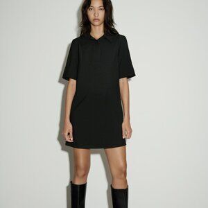 Zara ZW COLLECTION POLO DRESS  Black, S, NWT